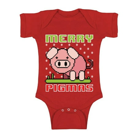 

Awkward Styles Ugly Christmas Baby Outfit Bodysuit Merry Pigmas Xmas Romper