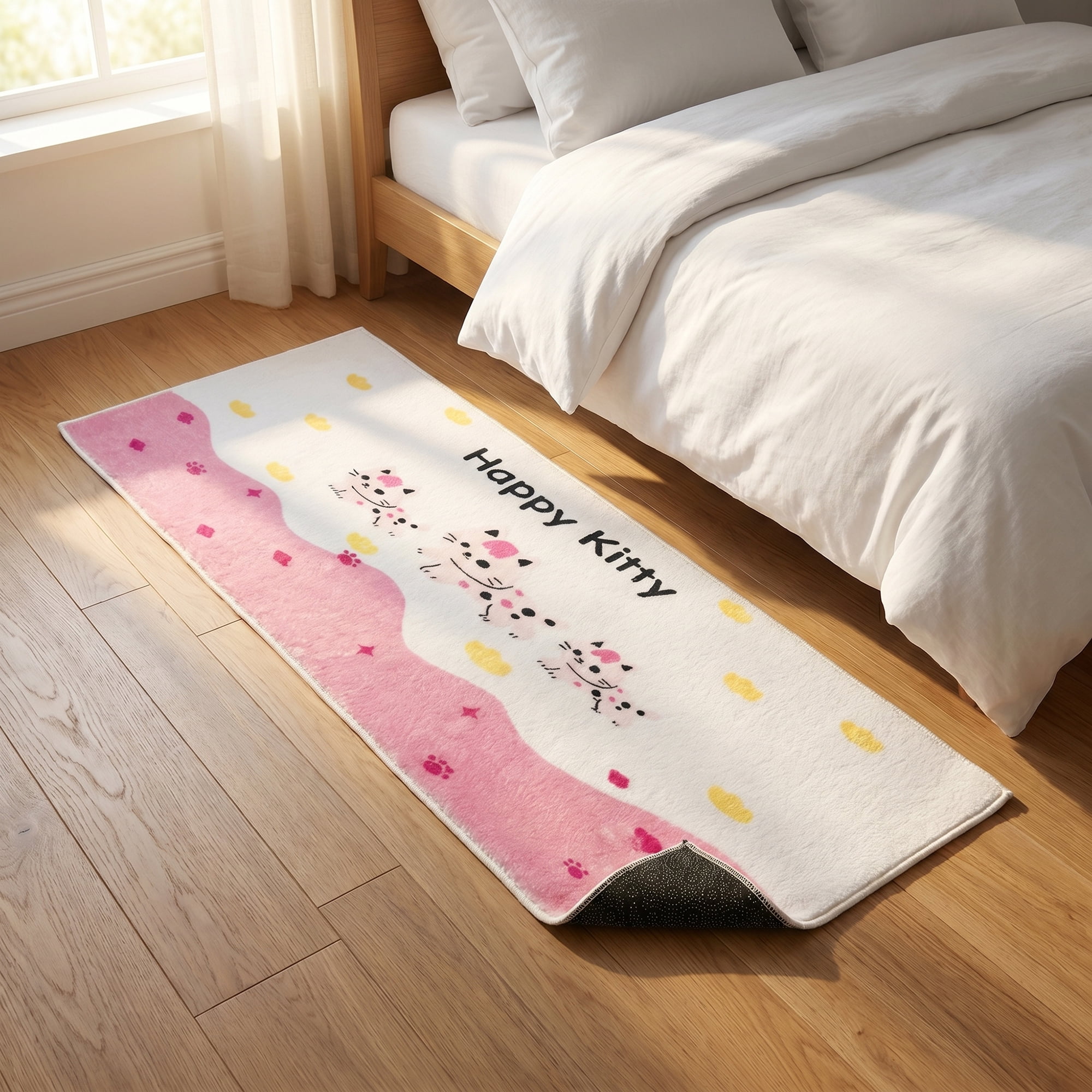 Unique Bargains Shaggy Area Rug Faux Fur Non-Slip Long Rug 47" x 16" Beige Square Letter