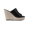 thumbnail image 3 of BLISSFUL STEP Open Toe Espadrille Wedge Heel Platform Slide Sandal for Women Black 7, 3 of 7