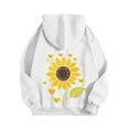 thumbnail image 4 of VOONCAS Women's Sunflower Print Hoodie - Cute Casual Pullover with Drawstring, Size XL, White, 4 of 5
