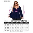 thumbnail image 5 of Plus Size Tops For Women Lantern Sleeve V Neck High Waist Blouse Shirt, 5 of 5