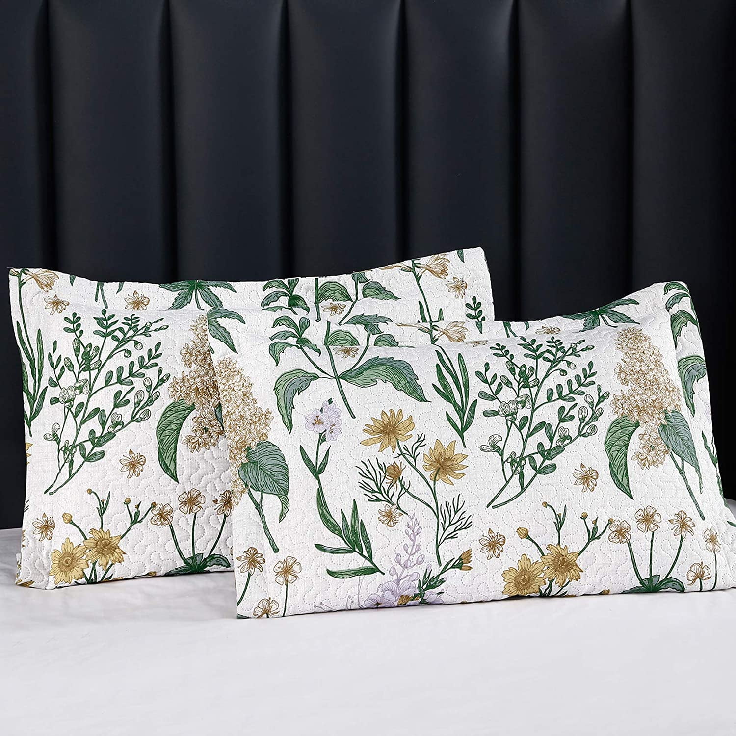 Jessy Home Yellow Floral Bedding Set Lilac Quilt Twin Bedspread Coverlet Green Flower Bed Cover