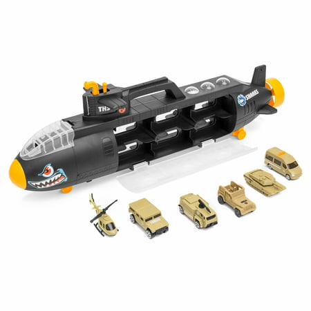 Best Choice Products Military Submarine Shark Car Carrier Toy w/ 6 Military Vehicles And 13 (Best Slot Car System)