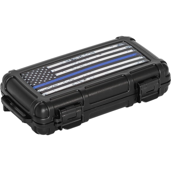 Cigar Caddy Waterproof Travel Cigar Humidor for 5 Cigars, First Responders Series, Blue Line