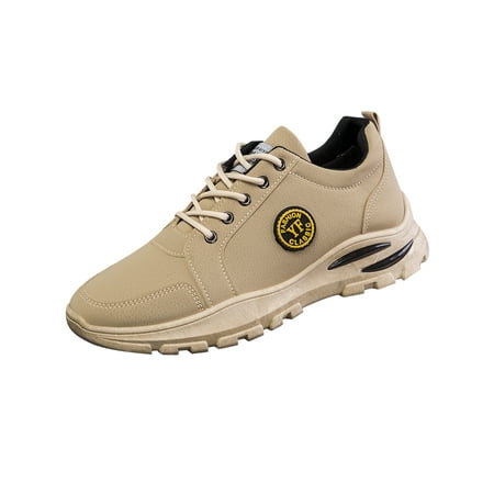 

Crocowalk Mens Athletic Sneaker Round Toe Casual Shoes Chunky Sneakers Breathable Lace Up Trainers Men Non-slip Low Top Walking Shoe Camel 6