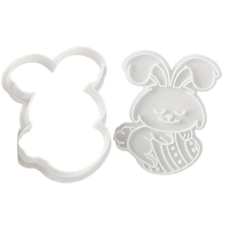 

HUAQUE Cookie Cutter Cute Non Stick Plastic Happy Easter Party Biscuit Embossed Mold Stencil for Kitchen