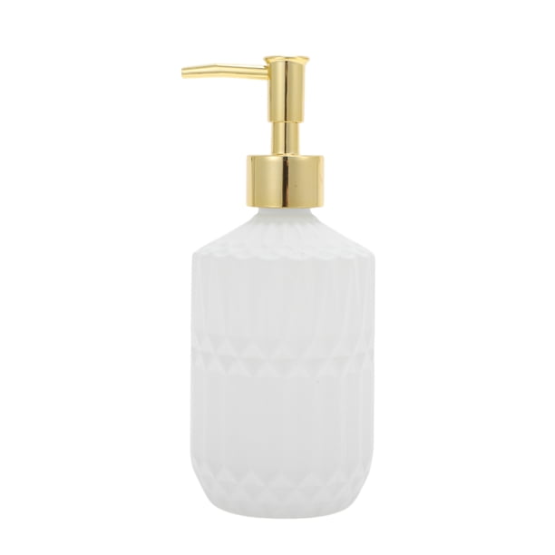 Dispensador de Jabón de Grano de Bambú de Fondo Redondo de 1 Pc 13.53oz Blanco Tono Dorado