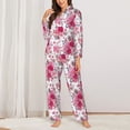 thumbnail image 2 of Fotbe Peonies And Roses Pattern Long Sleeve Pajama Set for Women,Sleepwear Set,2-piece Loungewear Set,Soft PJs Comfy Nightwear with Pockets -Medium, 2 of 7