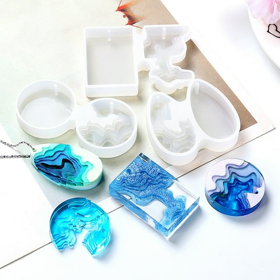 Raindrops  4 Pcs Island Pendant Die Jewelry Making Number Molds Charm White
