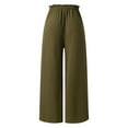 thumbnail image 6 of AOMPMSDX Women Fashion Bow Loose High Waist Pleated Wide Leg Pants Belted Pants Green L, 6 of 8