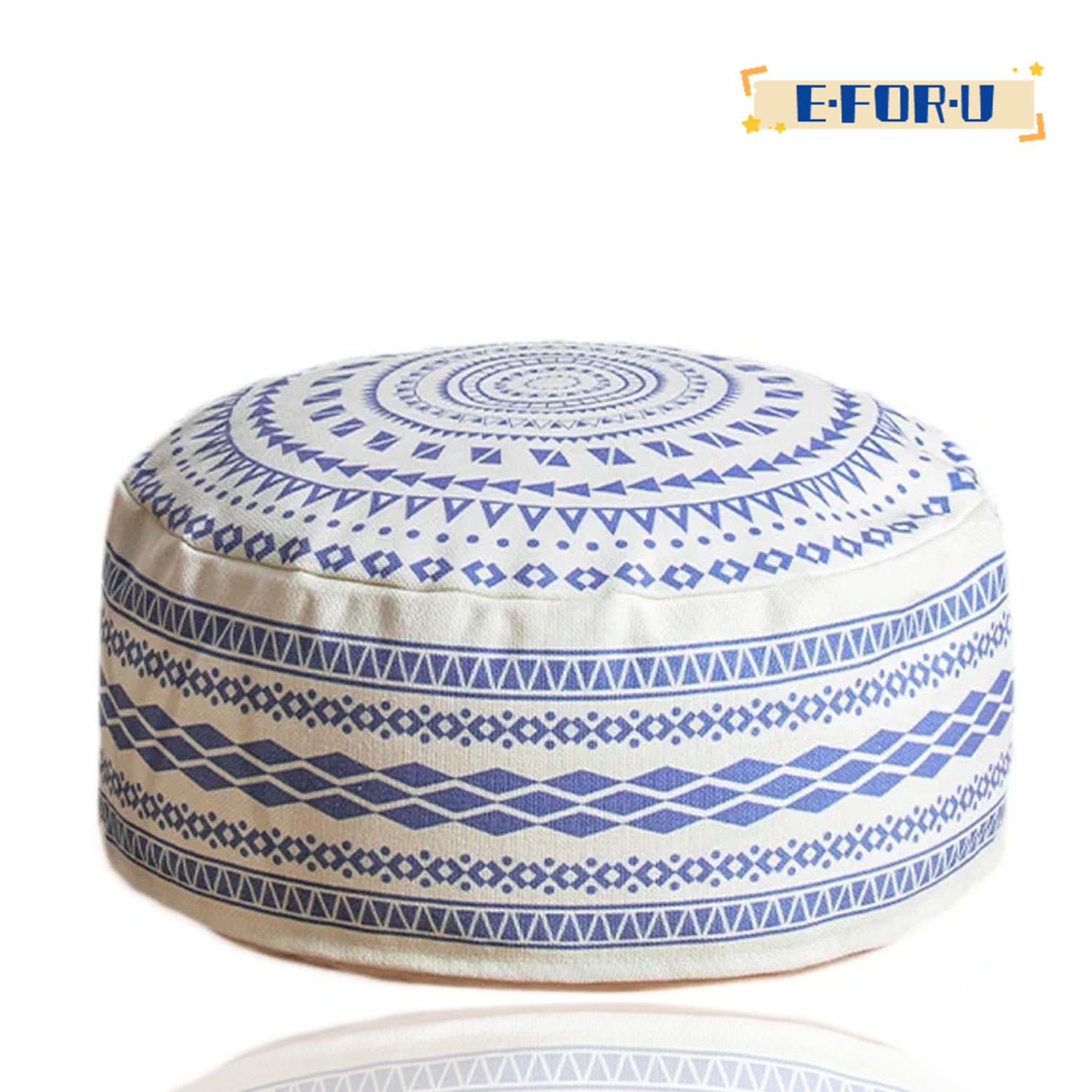 Indoor/Outdoor Pouf Ottoman Cover,Boho Round Pouf Ottoman