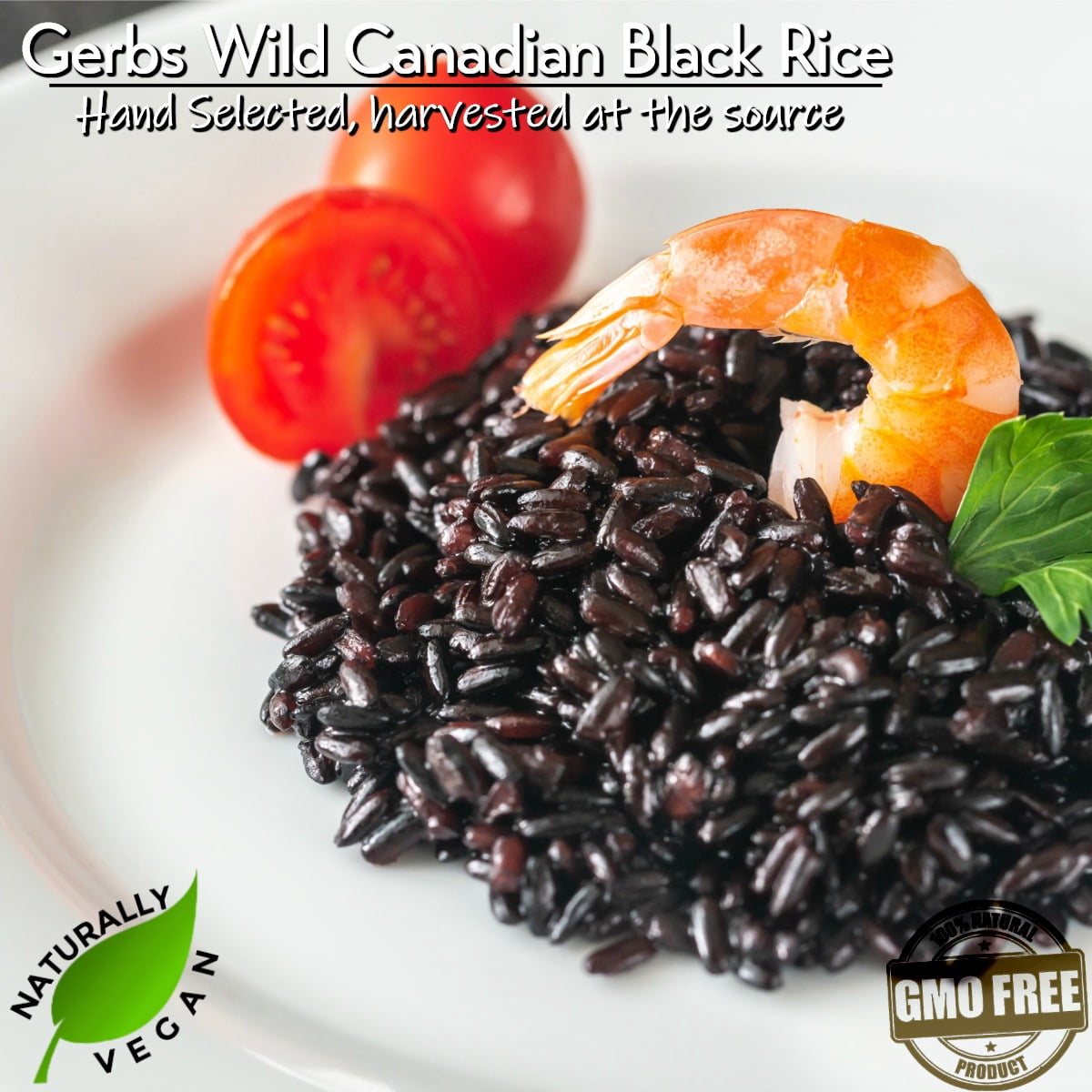 Wild Black Rice by Gerbs - 2 LBS - Top 14 Food Allergen Free & NON GMO - Product of Canada