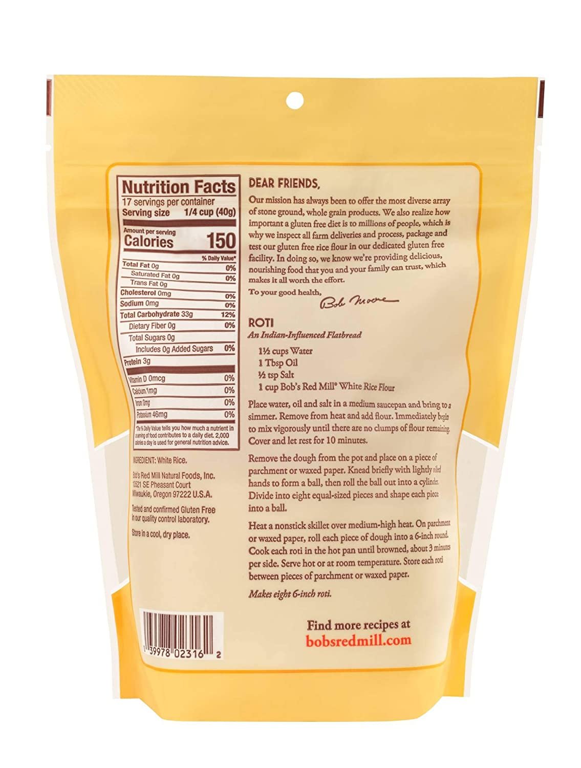 Bob's Red Mill, Gluten Free White Rice Flour, 24 oz - Walmart.com