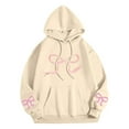thumbnail image 5 of Byworldtasic Womens Sweatshirts Women's Bow Tie Printed Hooded Sweatshirt Fashionable Loose Casual Long Sleeved Pocket Tops, 5 of 5