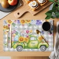 thumbnail image 2 of Easter Truck Placemats Set of 12 Spring Floral Eggs Butterflies Leaves Gray Plaid Place Mats Indoor Wipeable Table Mats Washable Dining Table Placemats for Kitchen Holiday Party Home Decor 13x19 Inch, 2 of 9
