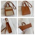 thumbnail image 2 of Bolsa de hombro de paja tejida de mano de cuero simple para mujer (Marrón) Ehuebsd Para Estrenar, 2 of 9