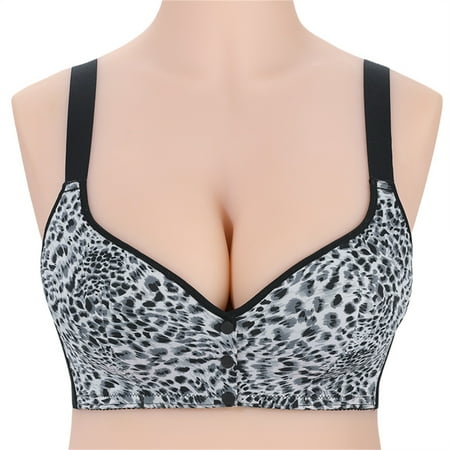 Gvdentm Women s Front Closure Bras Plus Size Printing Gathered Underwire Unlined Back Support Plunge Seamless Bra(Black 44BC)