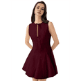thumbnail image 3 of Robe Courte Trapèze Sans Manches pour Femmes Été à Nouer devant Boîte de Nuit Fête Nœud - Robes Courtes à Fermeture Éclair Rouge Vin P, 3 of 10