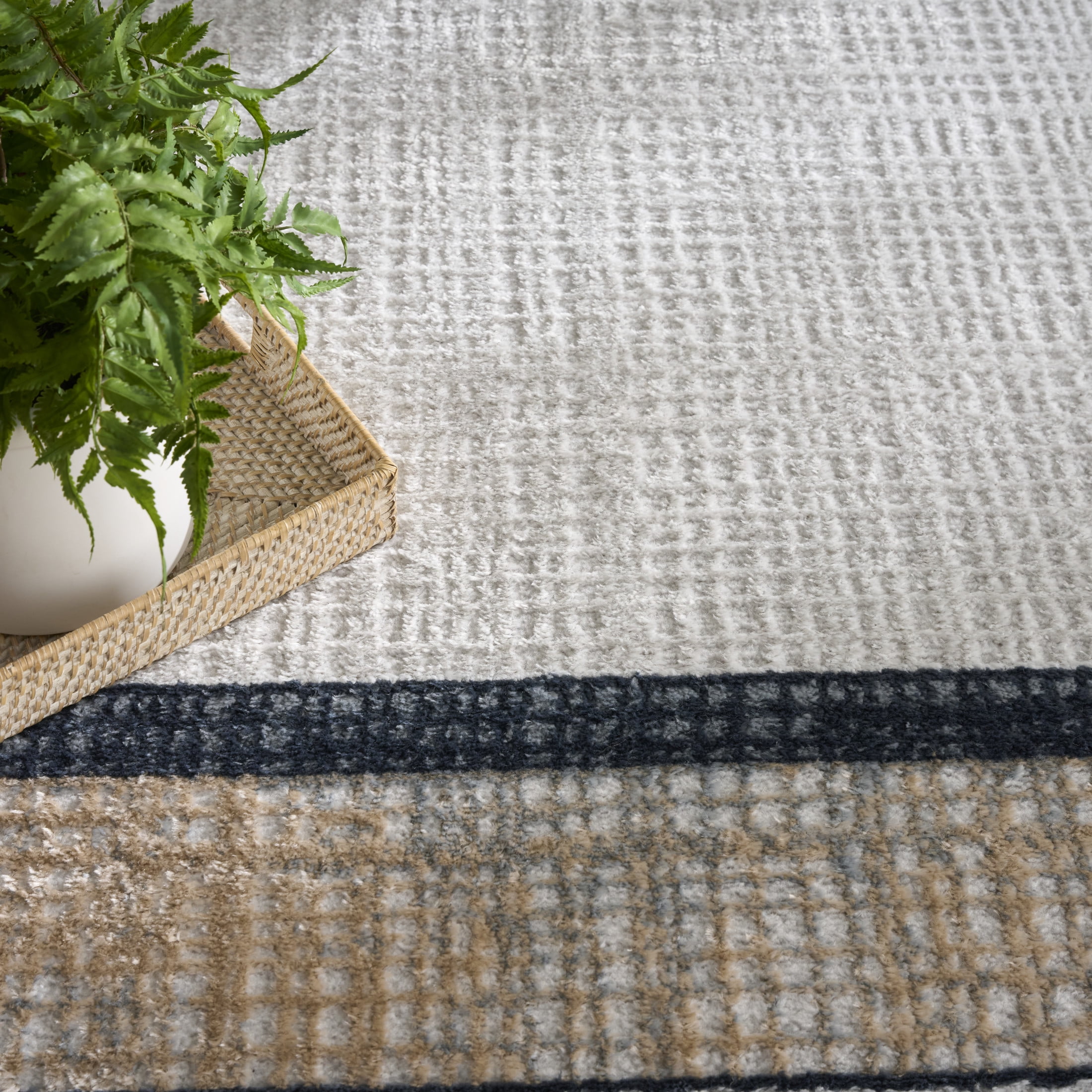 Nourison Dekor 5'3" x 7' Grey Navy Modern Indoor Rug