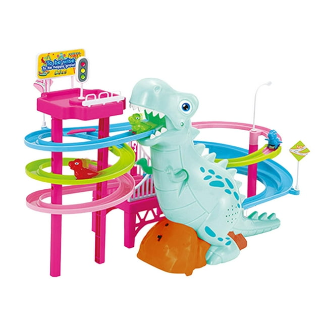 Pista de dinosaurio eléctrica para niños, juguetes deslizantes para escalar escaleras, juguete duradero con iluminación, portátil, divertido, para