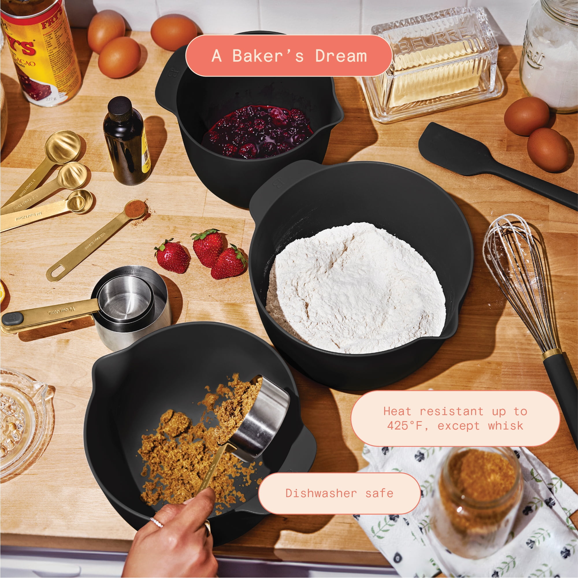 Beautiful 14-Piece Mix & Measure Set, Black Sesame by Drew Barrymore