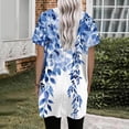 thumbnail image 4 of LYXSSBYX Blouses for Women Short Sleeve Women's Printing Hooded Drawstring Round Neck Short Sleeved T-Shirt Loose Top, 4 of 6