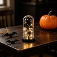 thumbnail image 6 of Halloween Decorations LED Light Up Black Rose Skull Skeleton Hand in Glass Dome Battery-Operated Tabletop Decor with Fairy Lights Spooky Gothic Party Decor Gifts For Mom Wife Her, 6 of 6