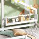 thumbnail image 3 of Casita cama infantil con estante de almacenamiento y dos cajones grandes con espacio de almacenamiento y forma de chimenea 90x200 blanco esquí esquí Gafas de esquí, 3 of 5