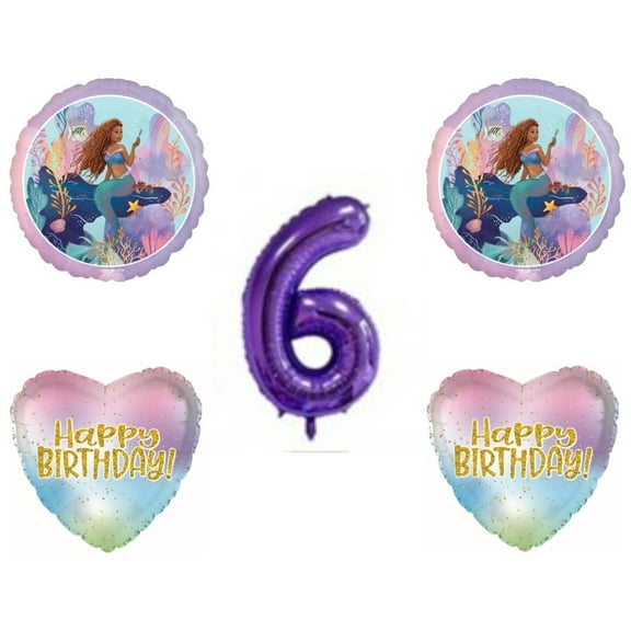 6th Sixth New Mermaid Movie Birthday Balloons Decoration Supplies Party