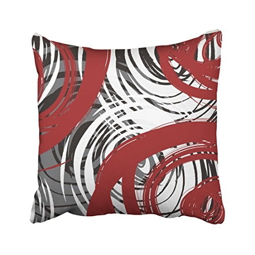 accrocn throw pillow covers red and black white gray spiral design