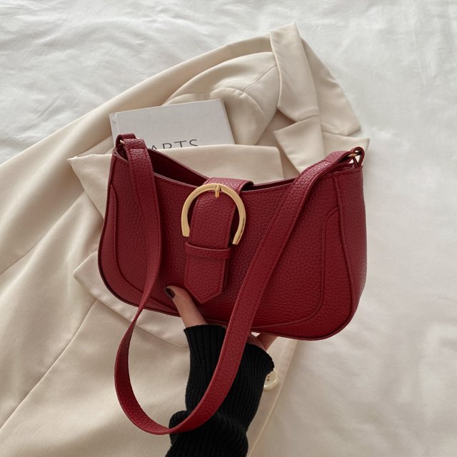 Bolso Hombro Mujeres PU Gran Capacidad Fashion Backarm Bag Color Sólido Media Mirondeo Con Elegante