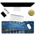 thumbnail image 3 of Thin Extended Gaming Mouse Pad （31.5 * 11.8 * 0.08 inch） with Stitched Edges Large Mousepad Long XXL Keyboard and Mouse pad Desk Mat for Gaming Office & Home - Starry Night Over The Rhone, 3 of 5