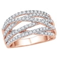 thumbnail image 1 of White Natural Diamond Multi-Row Crossover Ring in 10k Rose Gold, 1 of 1