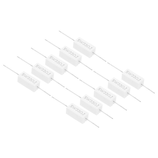 Unique Bargains Résistances 33 Ohms, 10 Pcs Résistance en Céramique 5W Kit de Résistance en Ciment Tolérance 5 % pour Adaptateurs Audio