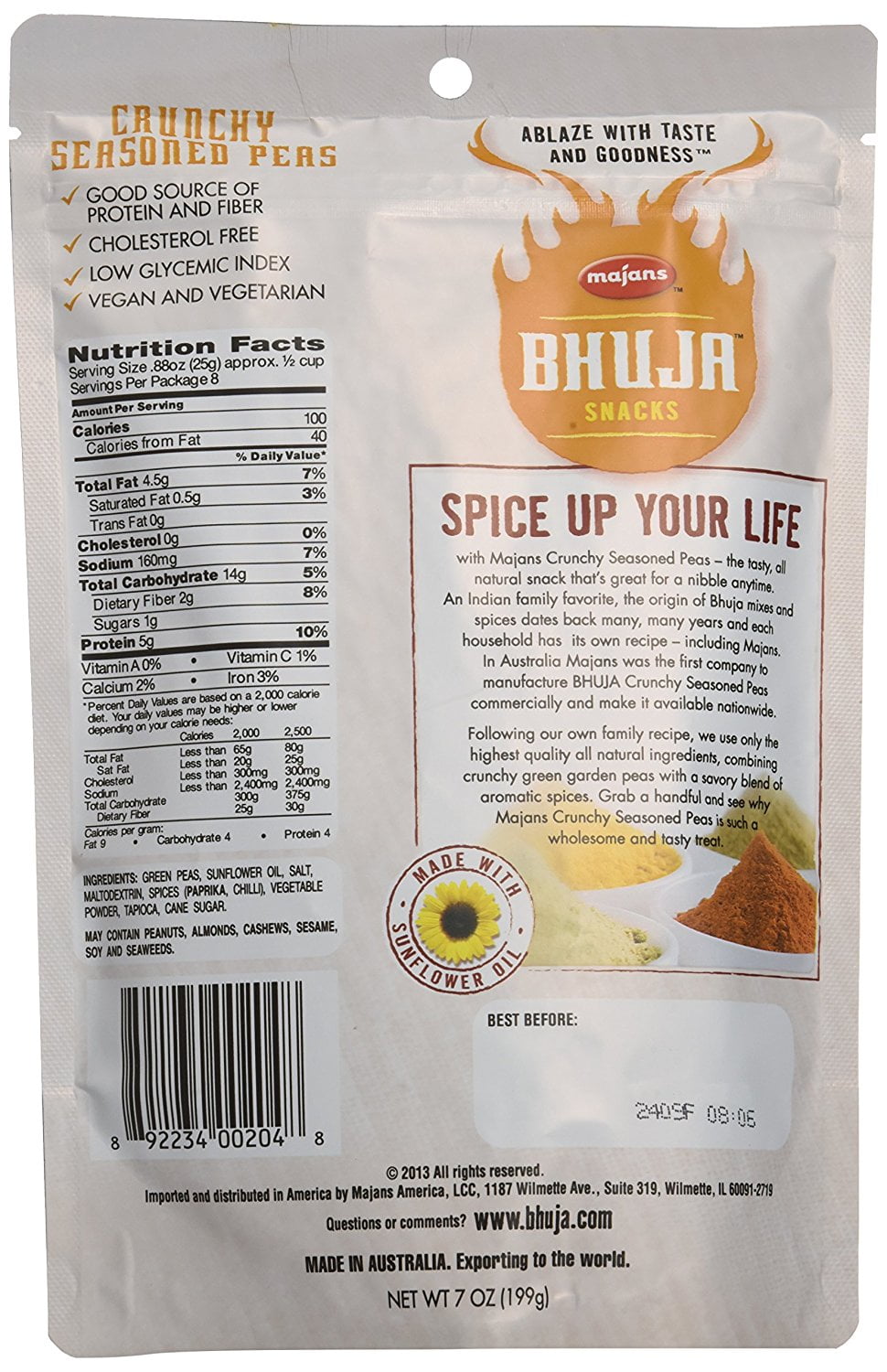 Bhuja Snacks Crunchy Seasoned Peas, 7 Oz