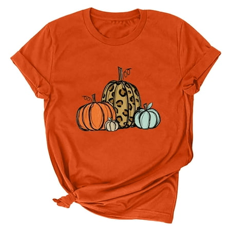 

Womens Tops Corset Tops for Women Women s Trendy Summer Crew Neck Leisure Short Sleeve Thanksgiving Printed Tops White Long Sleeve Shirts for Women Valentine Shirts for Women Orange 2XL