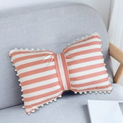 Striped With Wool Pillow Bow Pillow Cushion Bow Pillow Lumbar Pillow For Living Room Bedroom Office 19.6x13 Inch Removable Pillow