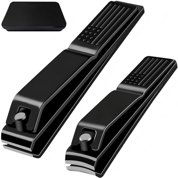 Behome Nail Clippers Set, Ultra Sharp Stainless Steel Fingernail & Toenails Clipper and Nail File with Tin Case, Black