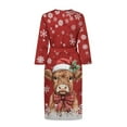 thumbnail image 4 of Yuyamidu Highland Cow Robe for Women Long Dressing Gown Snowflake Mid-Length Ladies Robes Size L Christmas V-Neck Bathrobe with Waist Belt Red Long Sleeve Loungewear, 4 of 7