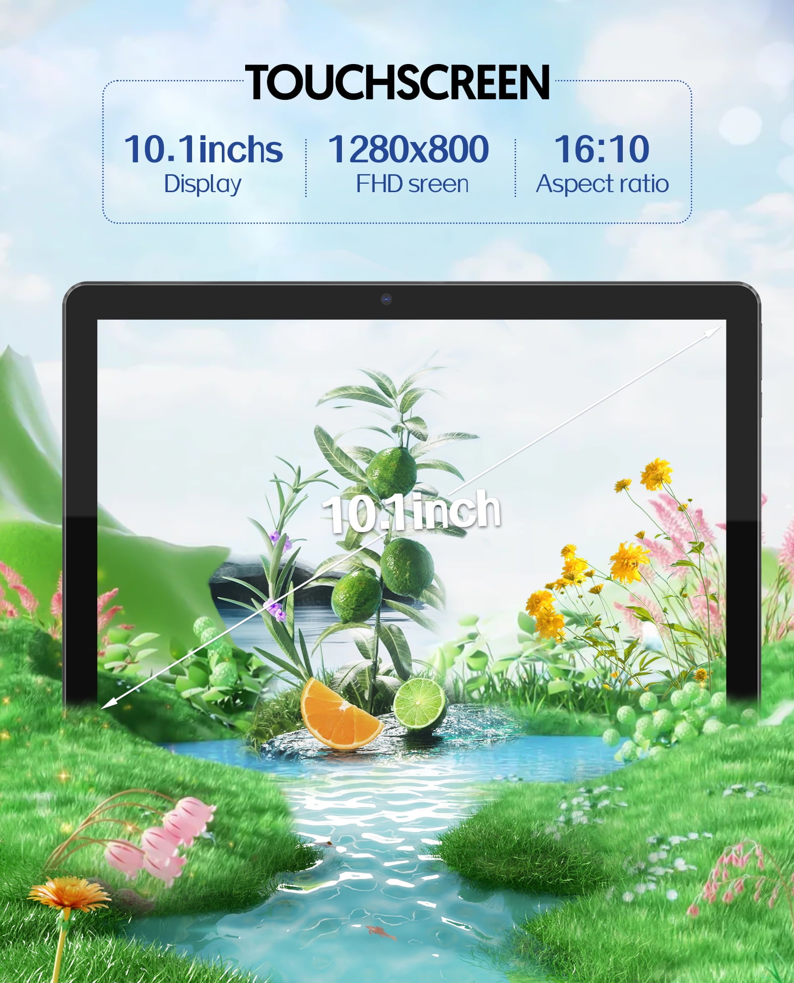 10 inch Tablet Android 13 Tablets 7GB+64GB+1TB Expand, 4-Core CPU,5G Wifi,2+8MP Camera