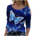 thumbnail image 1 of Moda mujer manga larga cuello redondo blusa estampada otoño casual pulóver tops Fridja  fjkfkj530, 1 of 5
