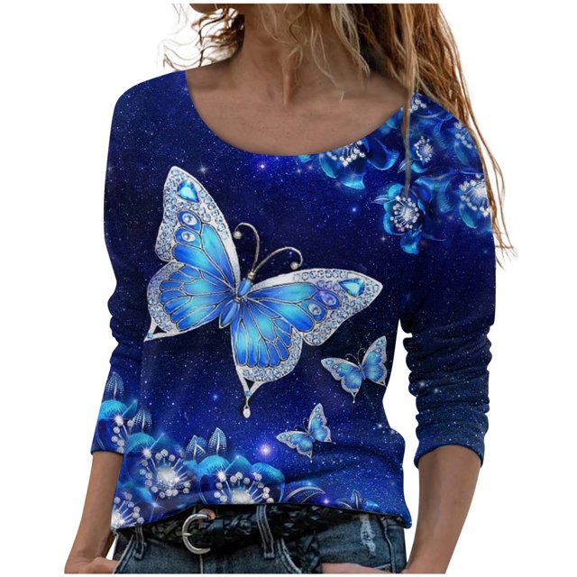 Moda mujer manga larga cuello redondo blusa estampada otoño casual pulóver tops Fridja fjkfkj530