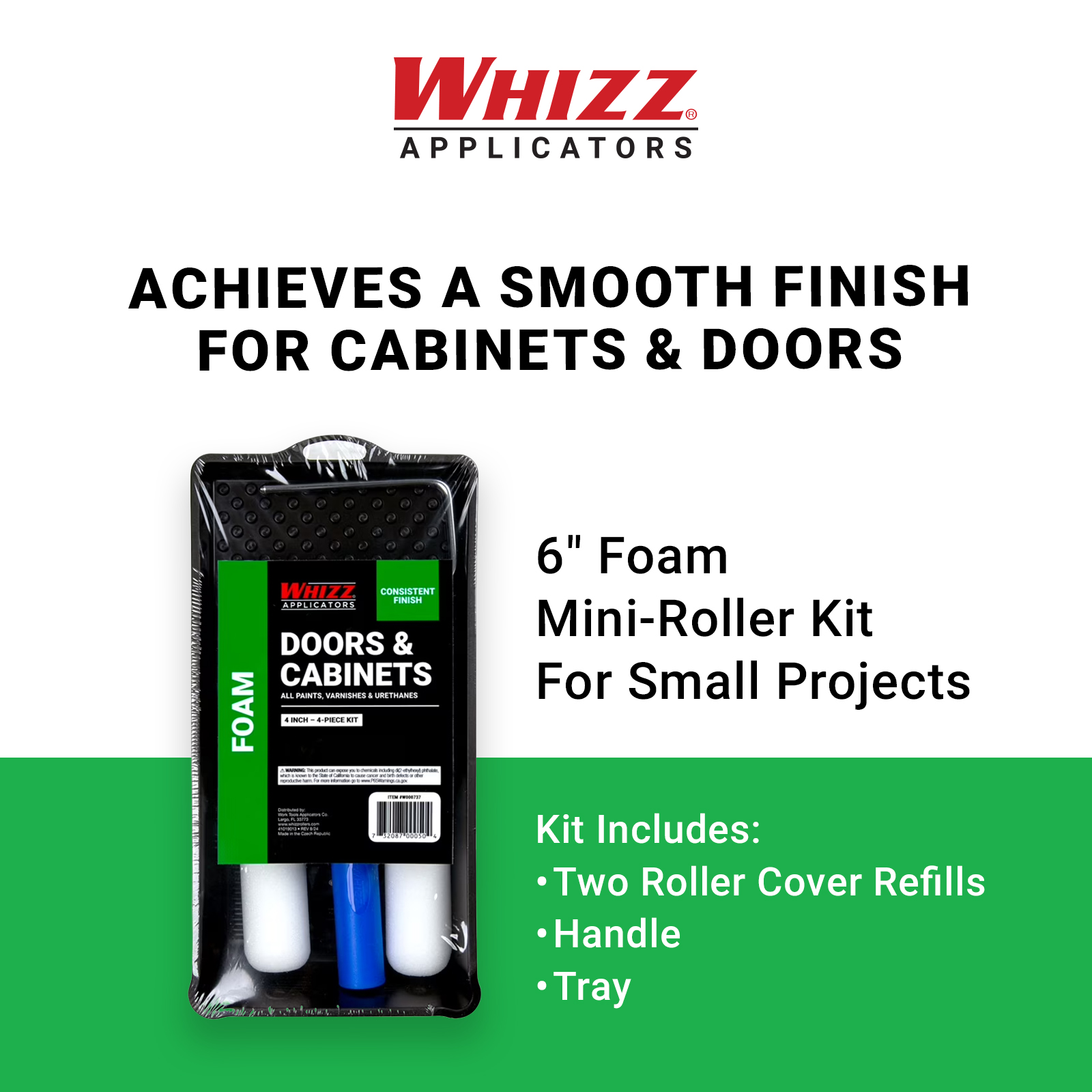 WHIZZ 4-Inch Foam Mini Paint Roller Kit photo 8