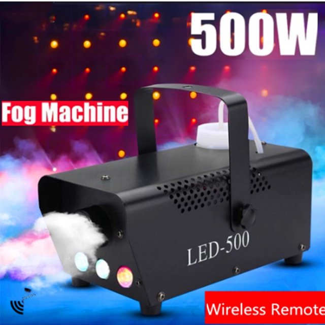 500W High-Power LED Smoke Machine with Remote Control & Wired Controller, 7-Color RGB Constant Lighting Effects, Professional Stage Atmosphere Generator for Parties, Bars, Karaoke, Conferences & Home