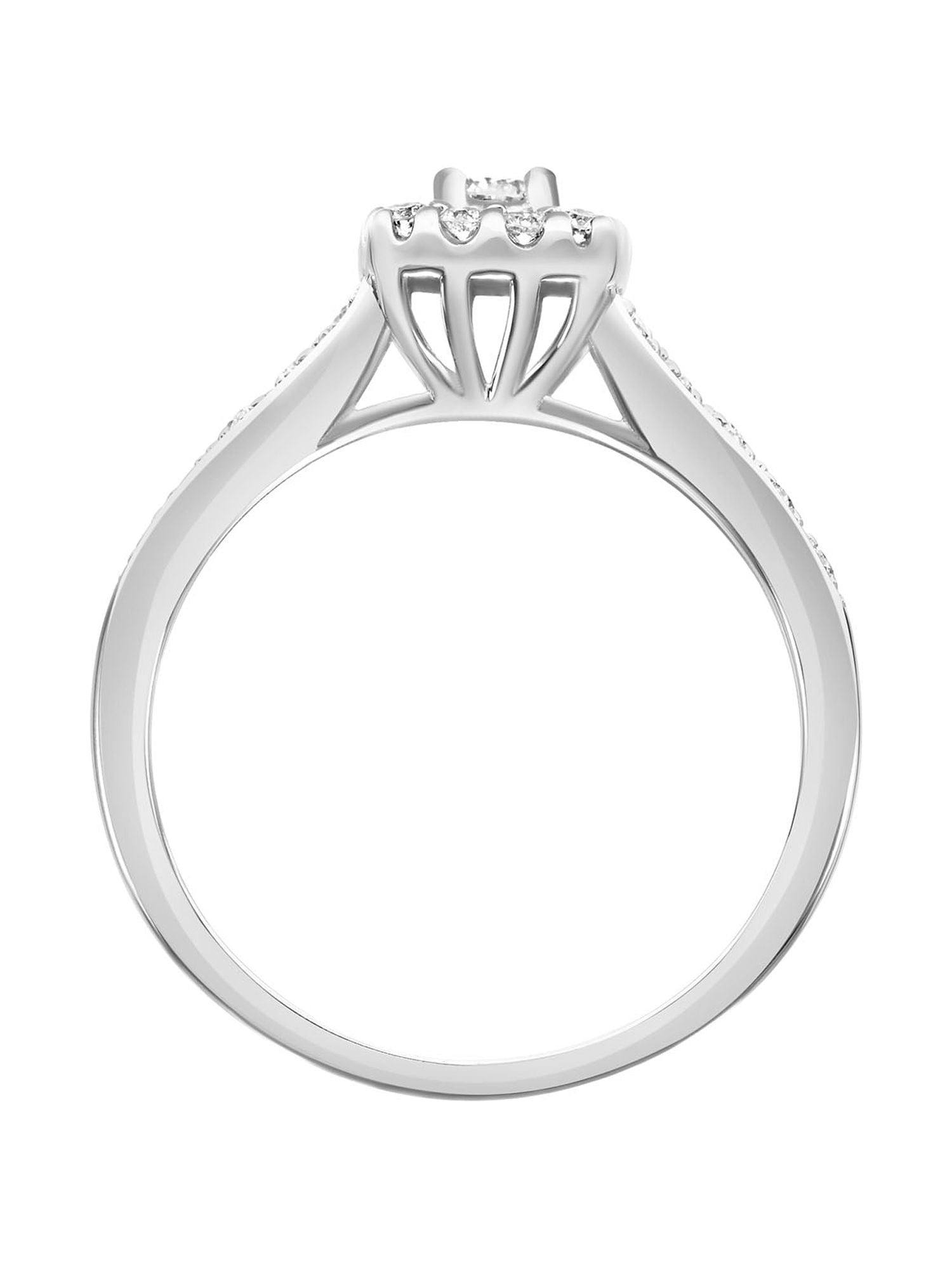 3/8ctw 14KT White Gold Square Genuine Certified Diamond "Rosea" Engagement Ring by Keepsake (H-I, I2)
