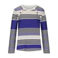 thumbnail image 5 of Youyipin Long Sleeve Shirts for Women Women's Colorblock Striped Button Long Sleeve Crew Neck Tee Shirts Tops, 5 of 6