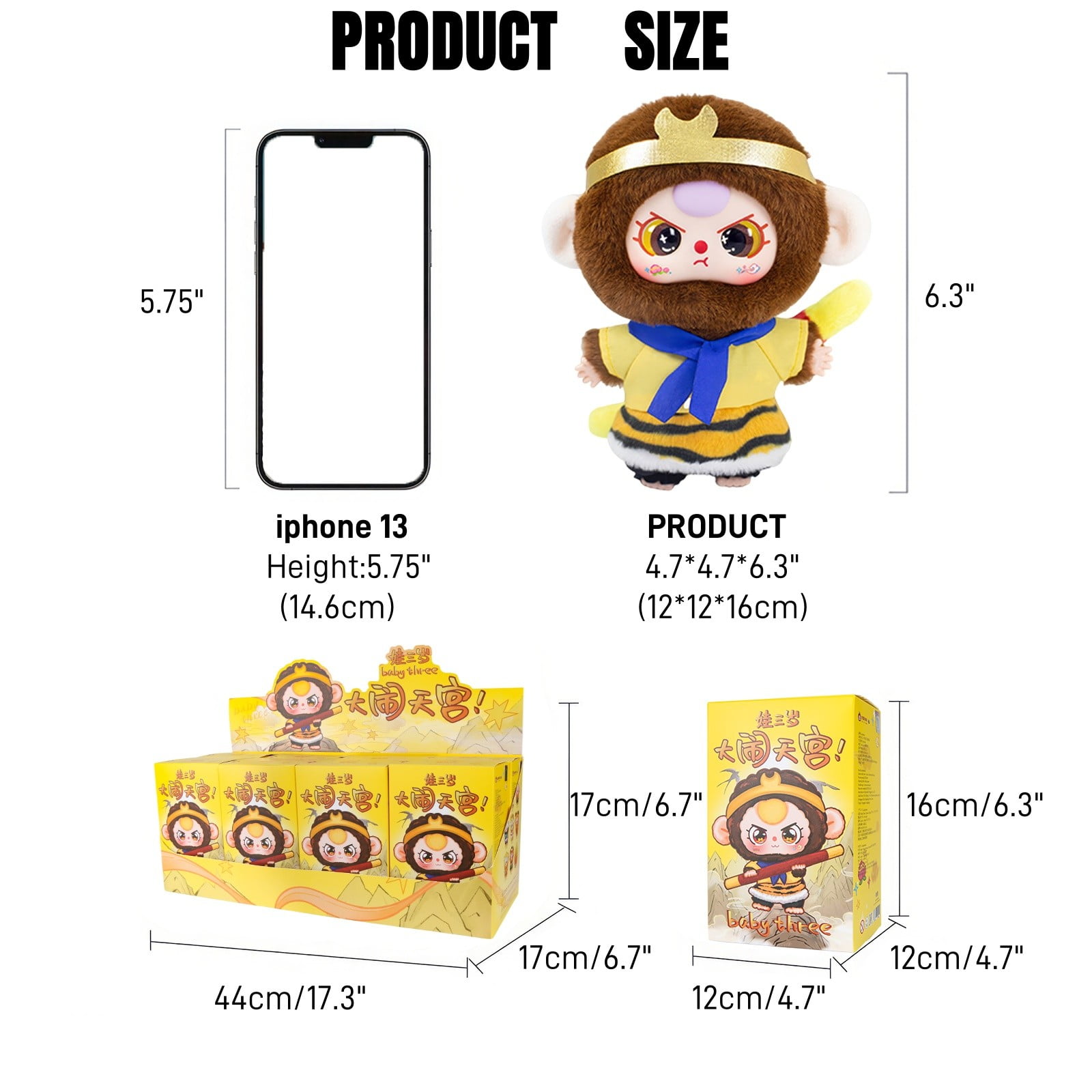 Baby Three Series Blind Box Plush, with 10 total Unique Styles, Cuddly Plush Baby Doll, Mini Plush Animals, Poseable Plush Figure toys, Blind Box Figures, Baby Plush toys, for