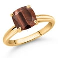 thumbnail image 2 of Gem Stone King 10K Yellow Gold Red Tiger Eye Solitaire Engagement Ring for Women (2.00 Cttw, Cushion 8MM, Gemstone Birthstone, Available in Size 5, 6, 7, 8, 9), 2 of 4