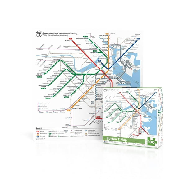 New York Puzzle Company Boston T Map Mini 100 Piece Mini Puzzle