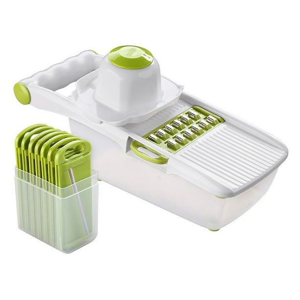 Xihbxyly Cortador de Verduras, 8 Cuchillas Intercambiables, Contenedor de Alimentos Fácil de Usar, Diseño de Protección de Manos Seguro, Multifunción para Triturar, Ideal para Cocina Doméstica y Uso